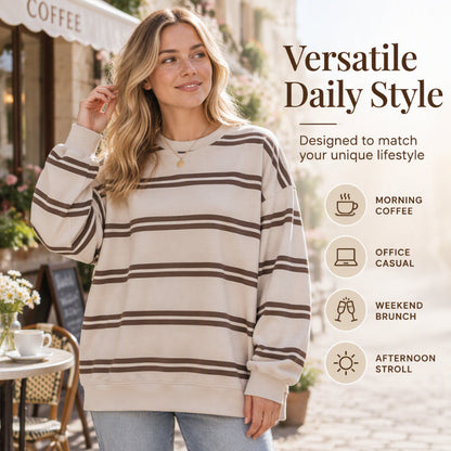 Women's Casual Crewneck Striped Top
