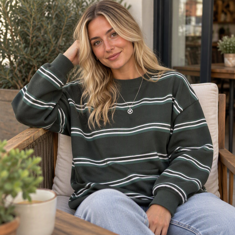 Women's Casual Crewneck Striped Top