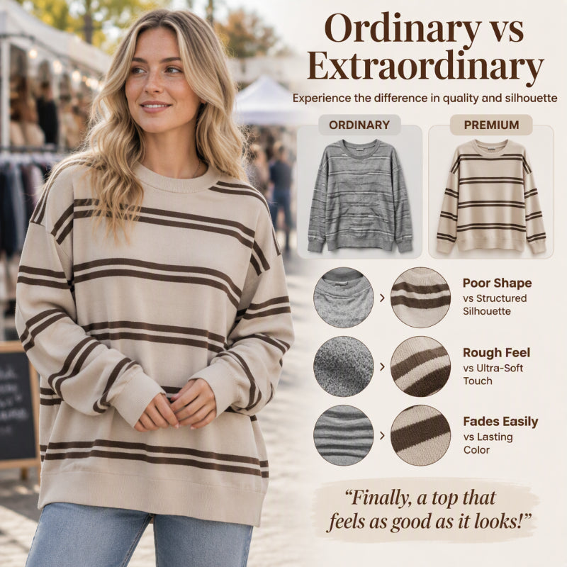 Women's Casual Crewneck Striped Top