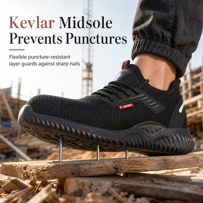 Men's Steel Toe Safety Shoes Breathable Work Boots Lightweight Puncture Resistant Protective Shoes
