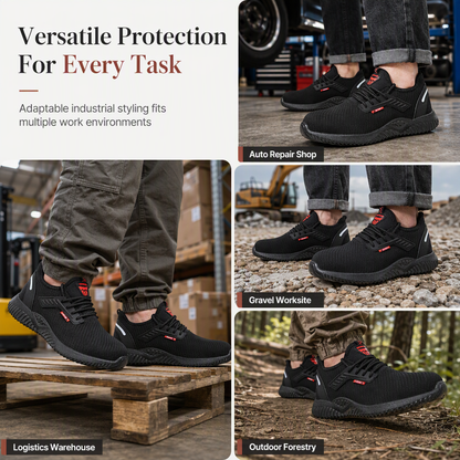 Men's Steel Toe Safety Shoes Breathable Work Boots Lightweight Puncture Resistant Protective Shoes