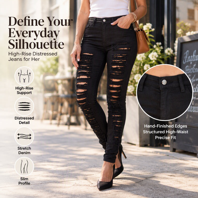 Women's High Stretch Ripped Skinny Jeans