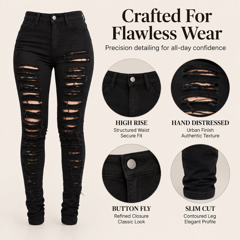 Women's High Stretch Ripped Skinny Jeans