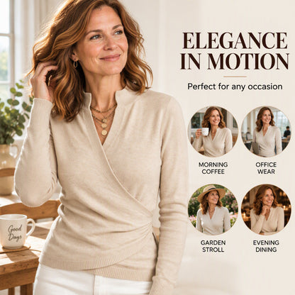 Women's Elegant V-Neck Wrap Knit Top