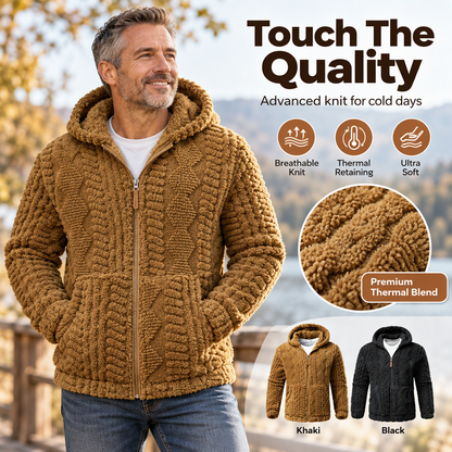 🧸 Plush Textured Sherpa, Full Zip Hooded Design | Men's Warm Zip-Up Sherpa Jacket