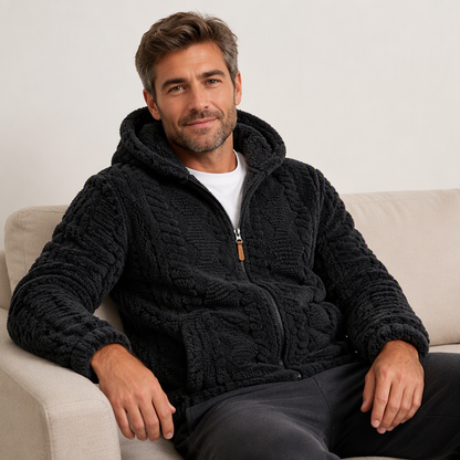 🧸 Plush Textured Sherpa, Full Zip Hooded Design | Men's Warm Zip-Up Sherpa Jacket