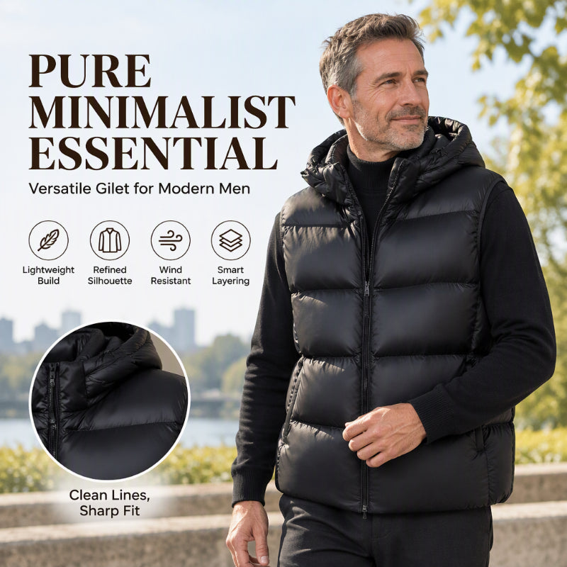 ❄️ Sleeveless Free Arm Movement, Easy Layering | Men's Lightweight Thermal Hooded Vest