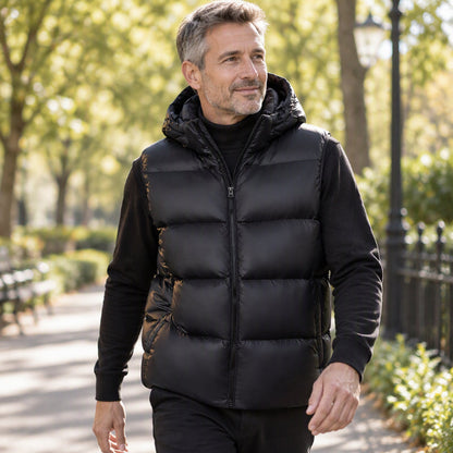 ❄️ Sleeveless Free Arm Movement, Easy Layering | Men's Lightweight Thermal Hooded Vest