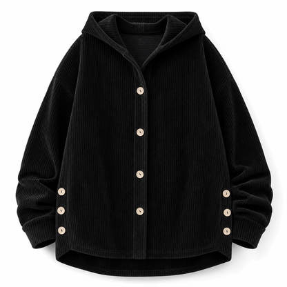 Women's Casual Loose Corduroy Hooded Outerwear