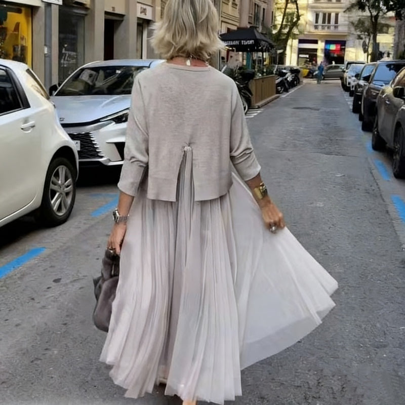 Women's Long-Sleeve Tops & Sleeveless Dress 2-Piece Set