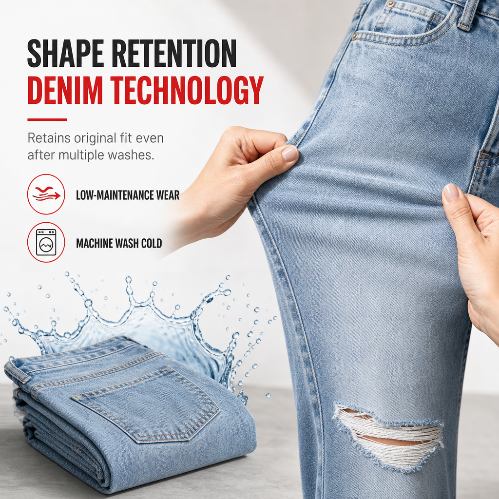 Women's High Waisted Ripped Wide Leg Denim Jeans Distressed Straight Pants
