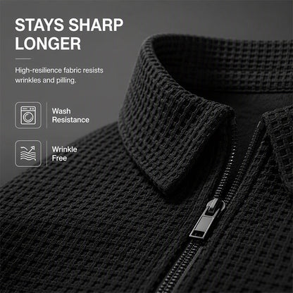 Men's Streamlined Waffle Zip Up Jacket Set