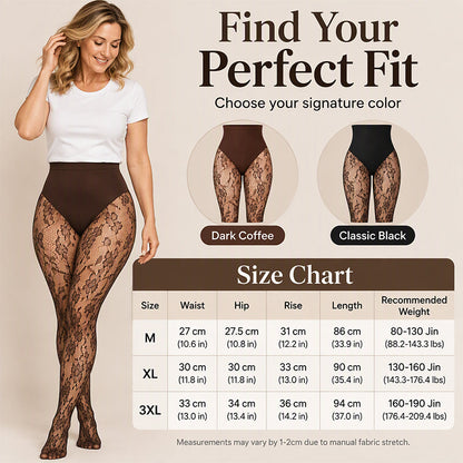 Women's High Waist Shaping Lace Fishnet Stockings