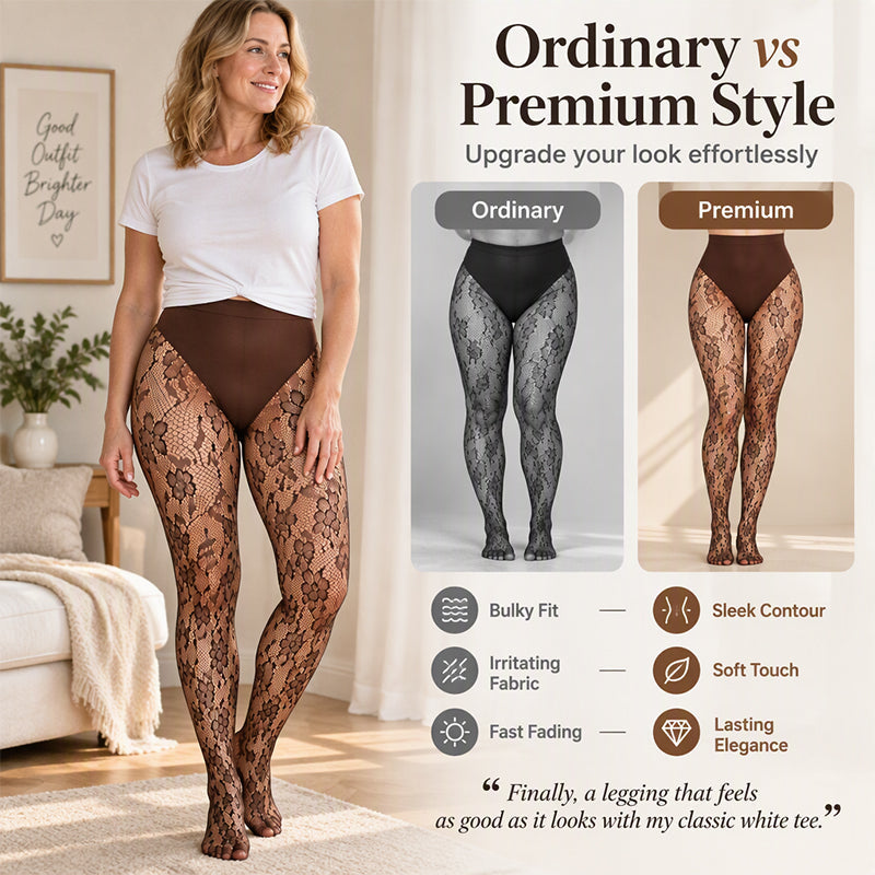 Women's High Waist Shaping Lace Fishnet Stockings