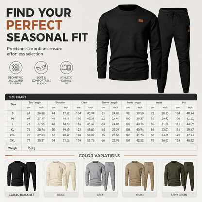 Men's Casual Knitwear Set Autumn Winter Crew Neck Jacquard Knit Sweater Suit