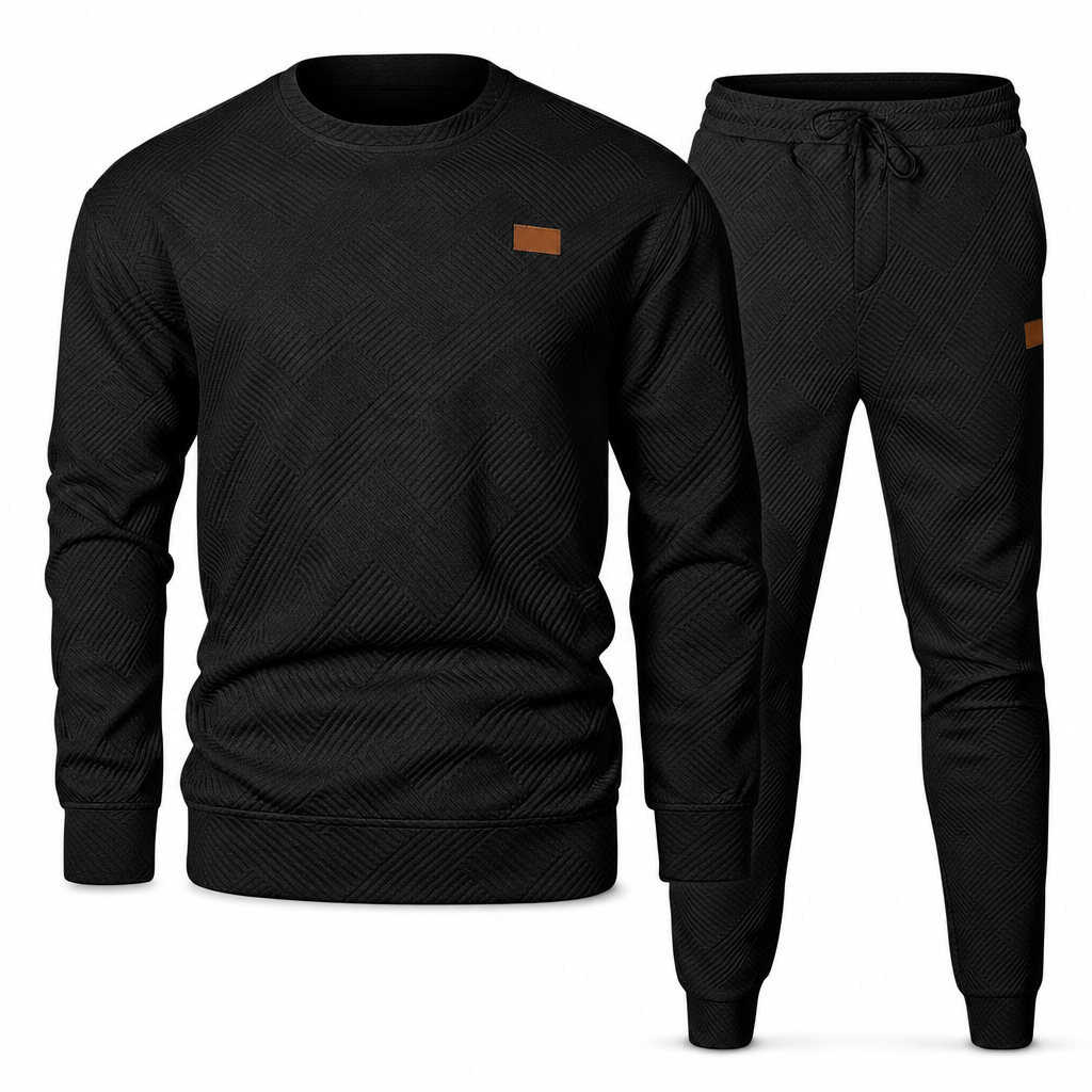 Men's Casual Knitwear Set Autumn Winter Crew Neck Jacquard Knit Sweater Suit