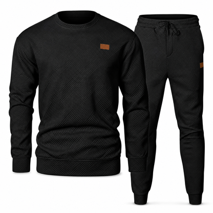 Men's Casual Knitwear Set Autumn Winter Crew Neck Jacquard Knit Sweater Suit