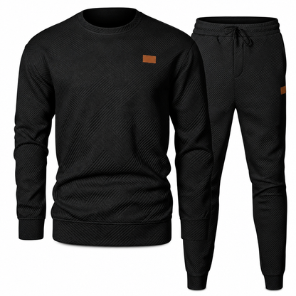 Men's Casual Knitwear Set Autumn Winter Crew Neck Jacquard Knit Sweater Suit