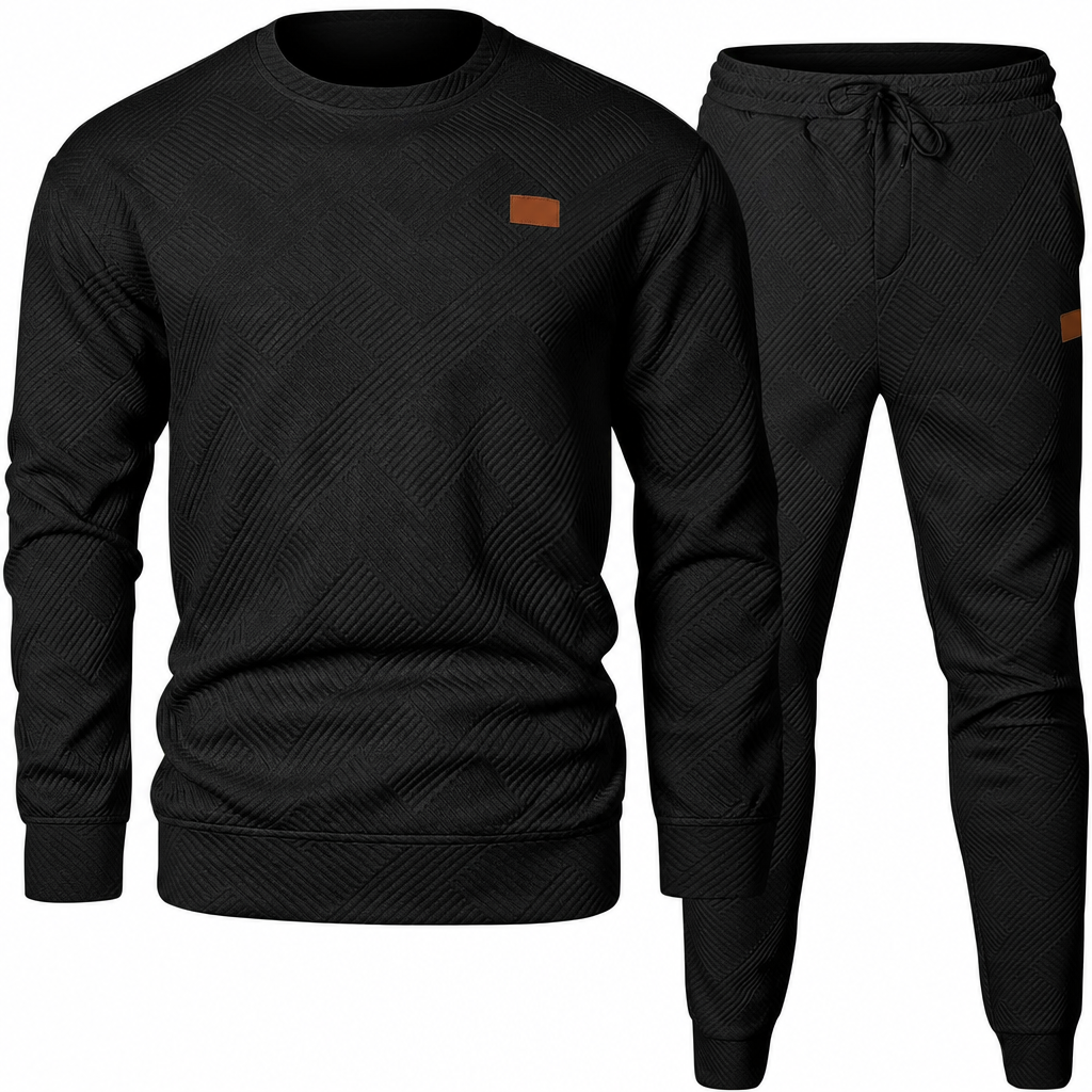 Men's Casual Knitwear Set Autumn Winter Crew Neck Jacquard Knit Sweater Suit