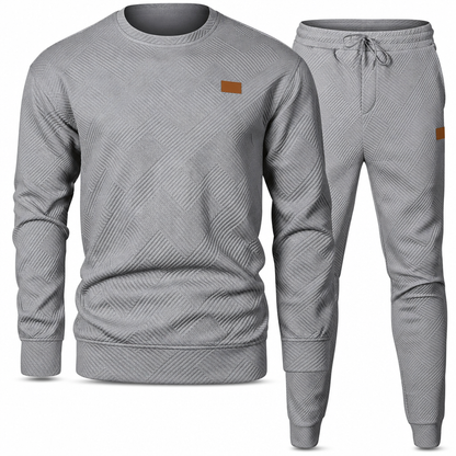 Men's Casual Knitwear Set Autumn Winter Crew Neck Jacquard Knit Sweater Suit