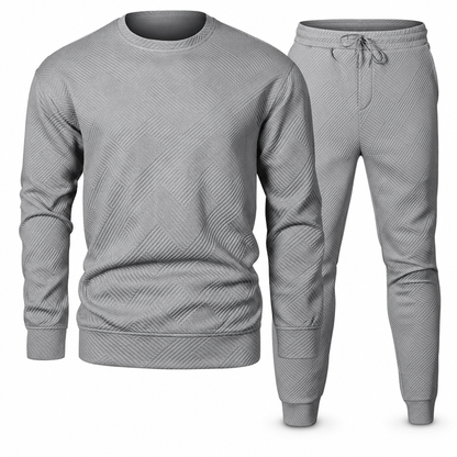 Men's Casual Knitwear Set Autumn Winter Crew Neck Jacquard Knit Sweater Suit