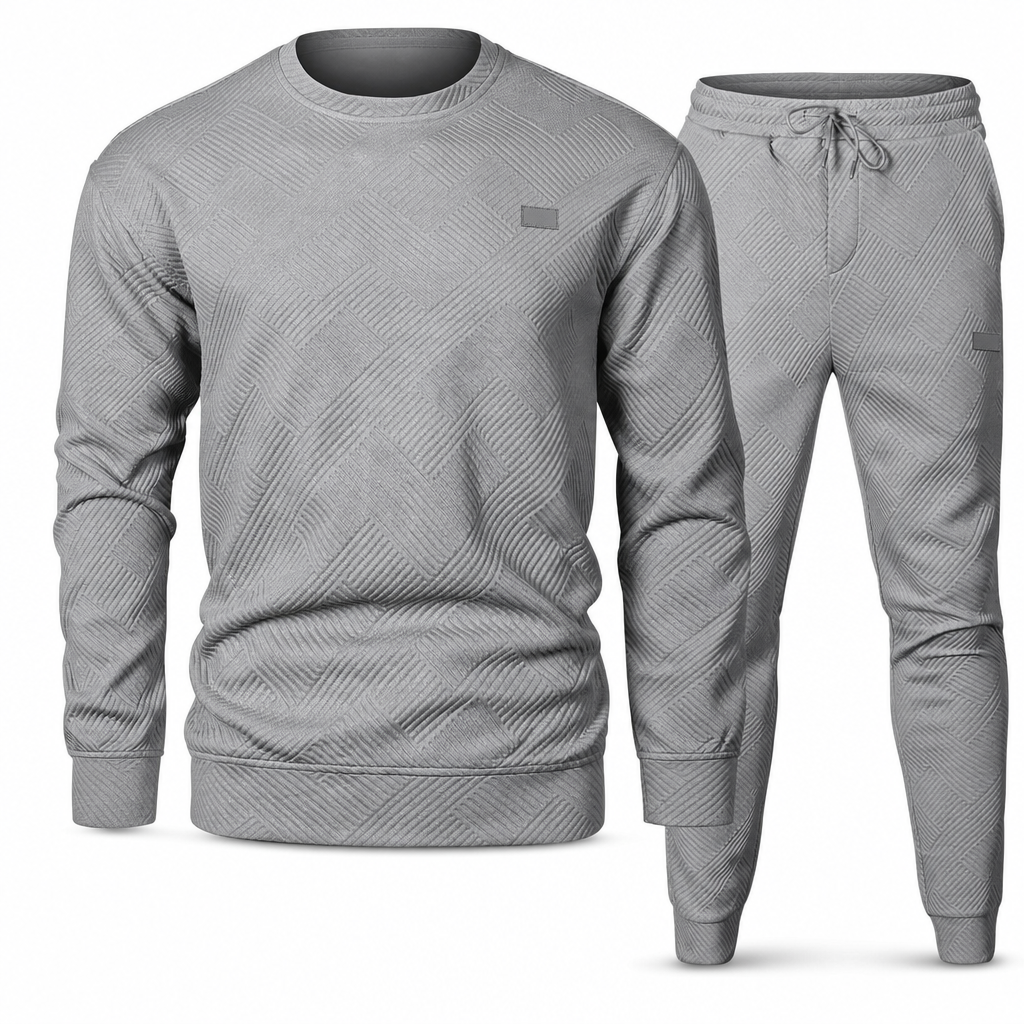 Men's Casual Knitwear Set Autumn Winter Crew Neck Jacquard Knit Sweater Suit