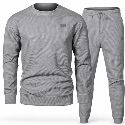 Men's Casual Knitwear Set Autumn Winter Crew Neck Jacquard Knit Sweater Suit