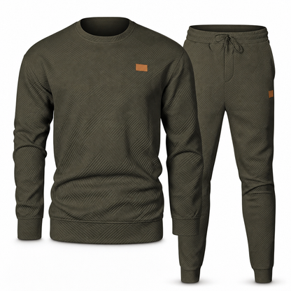 Men's Casual Knitwear Set Autumn Winter Crew Neck Jacquard Knit Sweater Suit