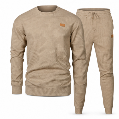 Men's Casual Knitwear Set Autumn Winter Crew Neck Jacquard Knit Sweater Suit