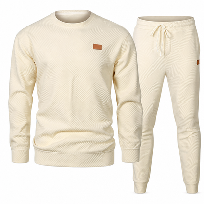 Men's Casual Knitwear Set Autumn Winter Crew Neck Jacquard Knit Sweater Suit