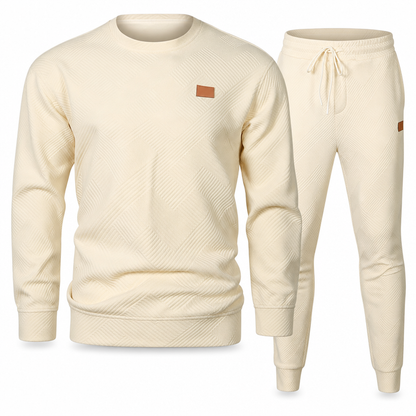 Men's Casual Knitwear Set Autumn Winter Crew Neck Jacquard Knit Sweater Suit