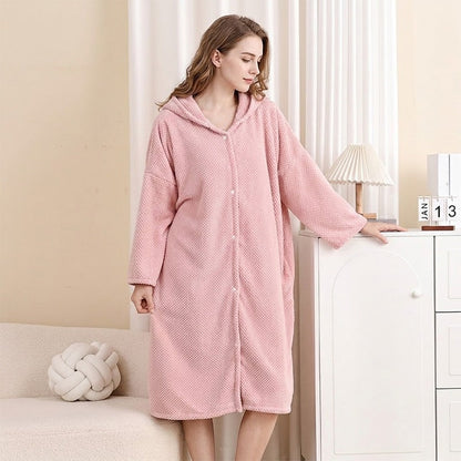 Women's Wearable Hooded Bathrobe Towel