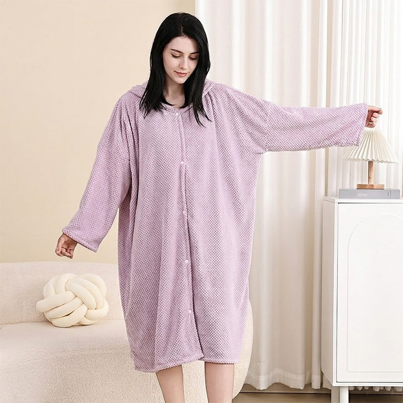 Women's Wearable Hooded Bathrobe Towel