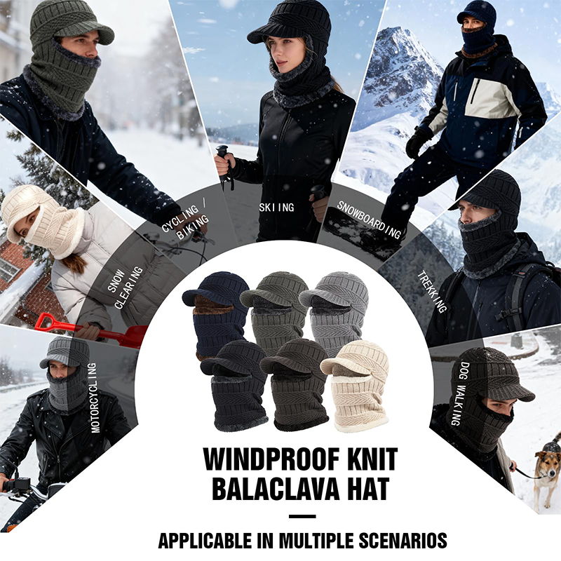 3-in-1 Winter Balaclava, Insulated Hood with Protective Goggles