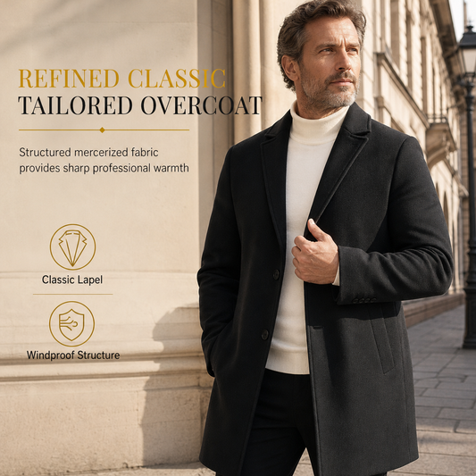 Men's Classic Single Breasted Trench Coat Business Casual Premium Windbreaker