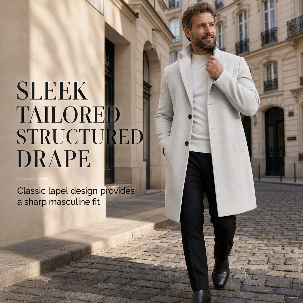 Men's Classic Single Breasted Trench Coat Business Casual Premium Windbreaker