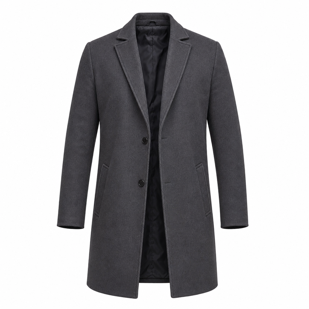 Men's Classic Single Breasted Trench Coat Business Casual Premium Windbreaker