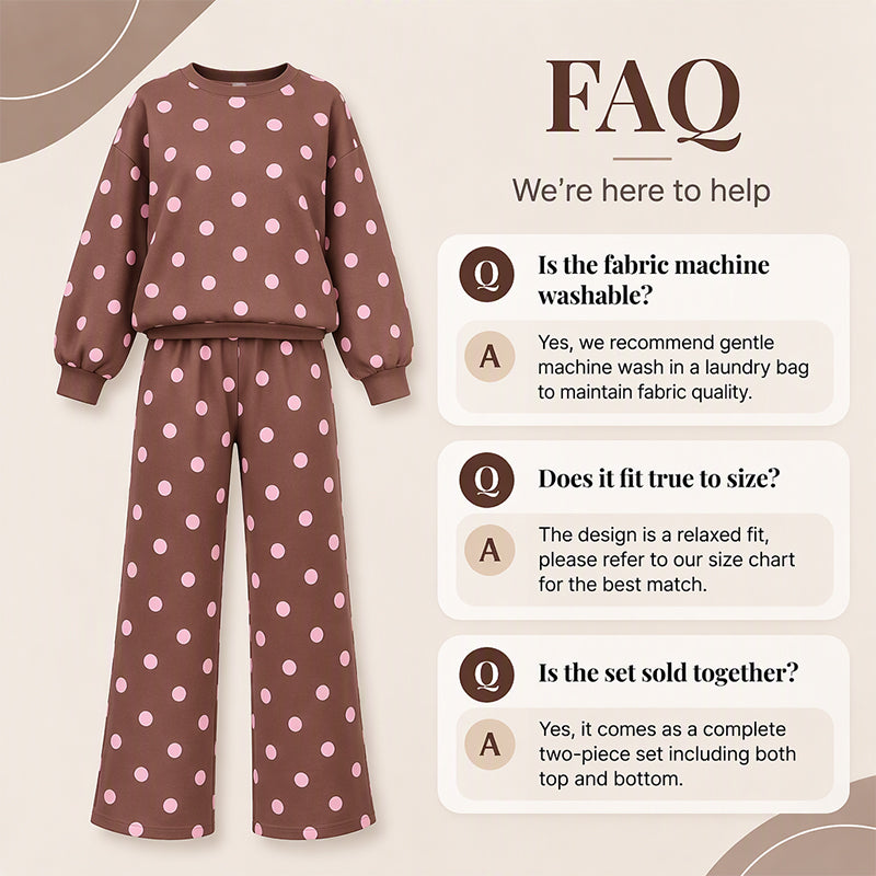 Women's Polka Dot Top & Wide-Leg Pants Set