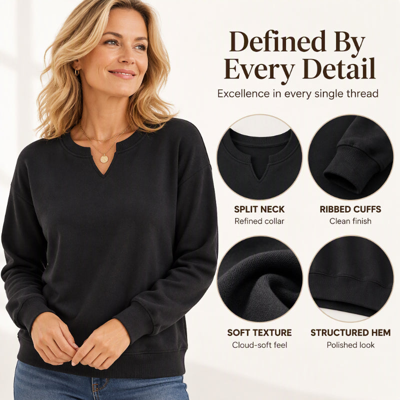 Women's Casual Split V-Neck Sweatshirt