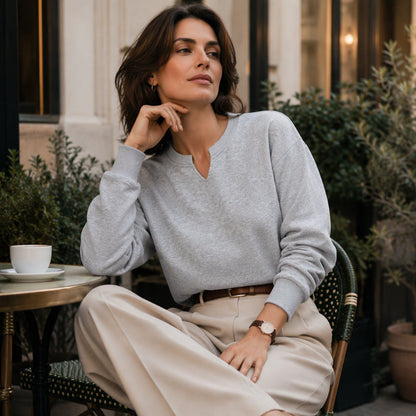 Women's Casual Split V-Neck Sweatshirt