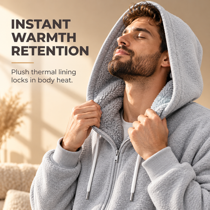 Men's Winter Tracksuit Set with Full-Zip Hoodie and Jogger Pants