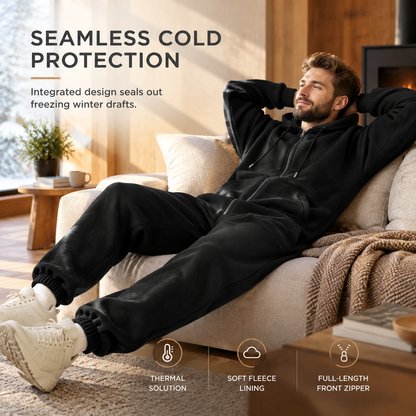 Men's Winter Tracksuit Set with Full-Zip Hoodie and Jogger Pants