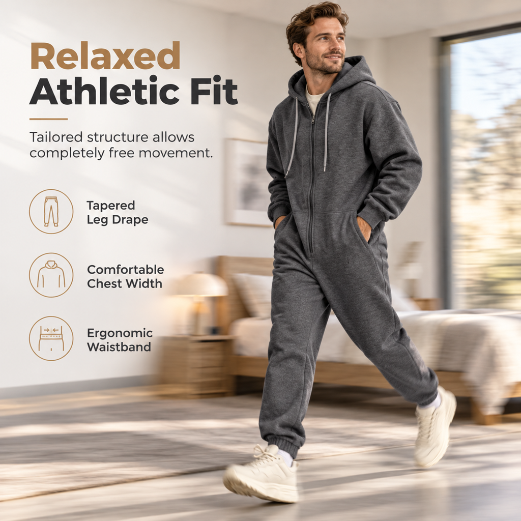 Men's Winter Tracksuit Set with Full-Zip Hoodie and Jogger Pants