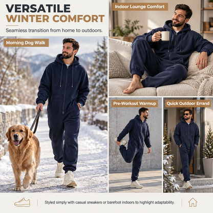 Men's Winter Tracksuit Set with Full-Zip Hoodie and Jogger Pants