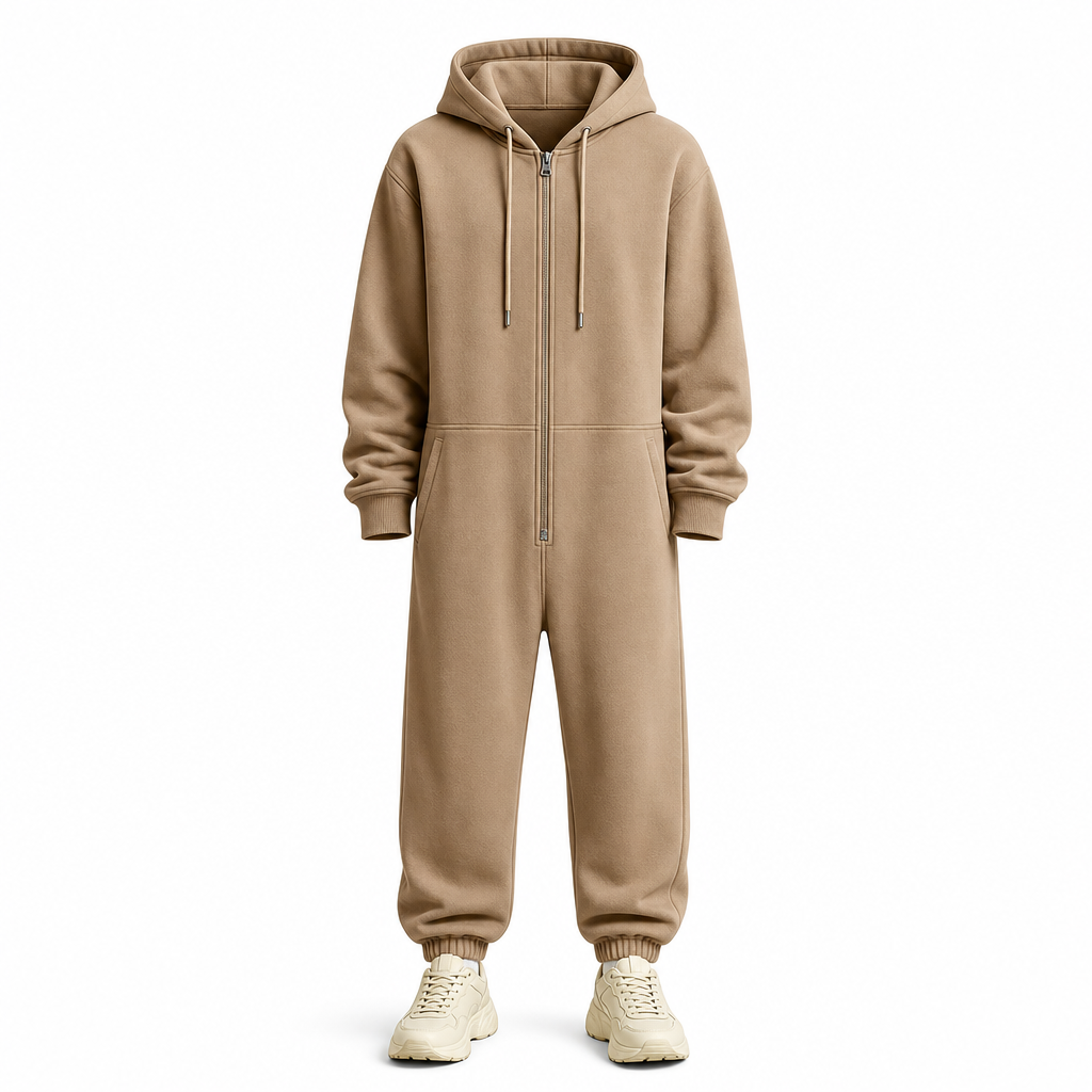 Men's Winter Tracksuit Set with Full-Zip Hoodie and Jogger Pants