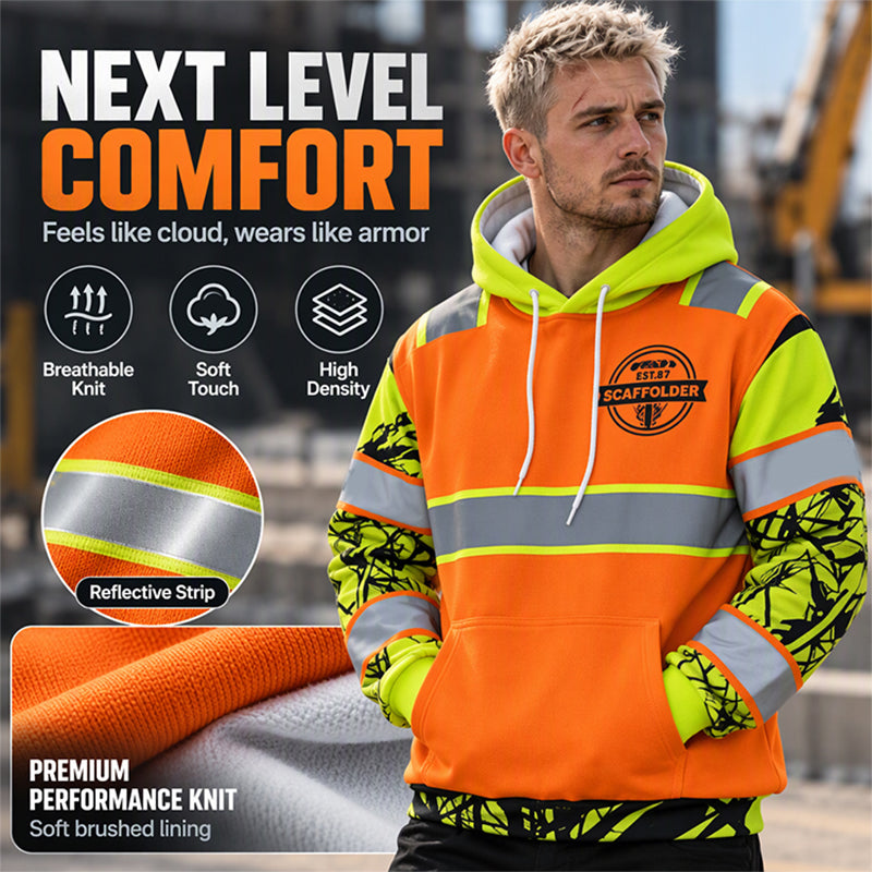 Men's High Visibility Reflective Hooded Sweatshirt