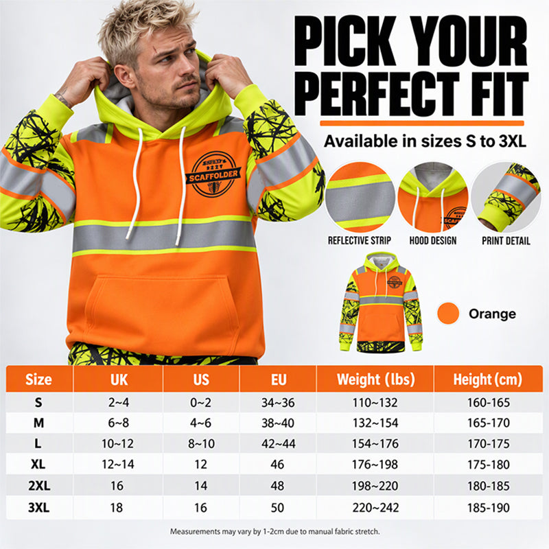Men's High Visibility Reflective Hooded Sweatshirt