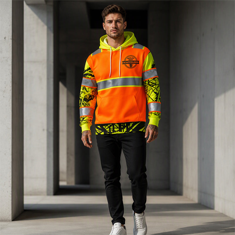 Men's High Visibility Reflective Hooded Sweatshirt