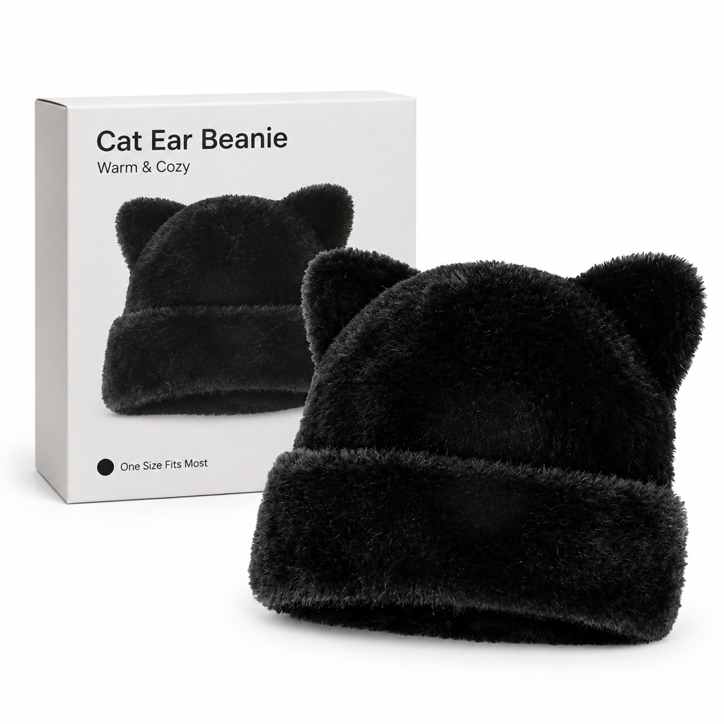 Women Fluffy Faux Mink Fur Beanie Hat with Cute Bear Ears Warm Winter Cold Weather Pullover Cap
