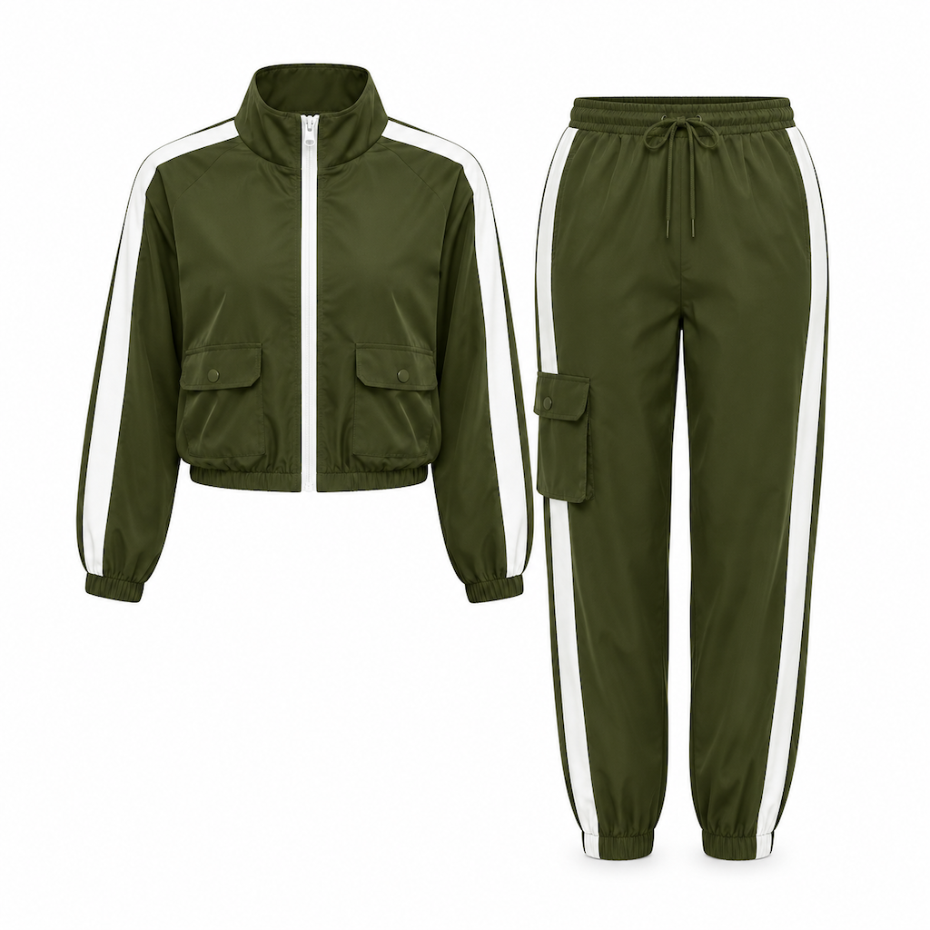Women Casual 2 Piece Outfit Zip Up Hooded Long Sleeve and Cargo Jogger Pants with Pockets